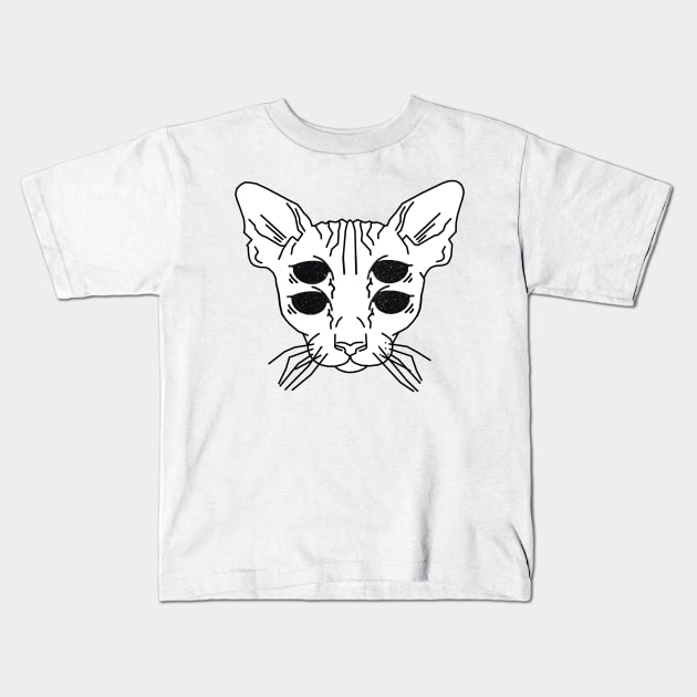 Starry Eyed Illusion Cat Kids T-Shirt by edajylix